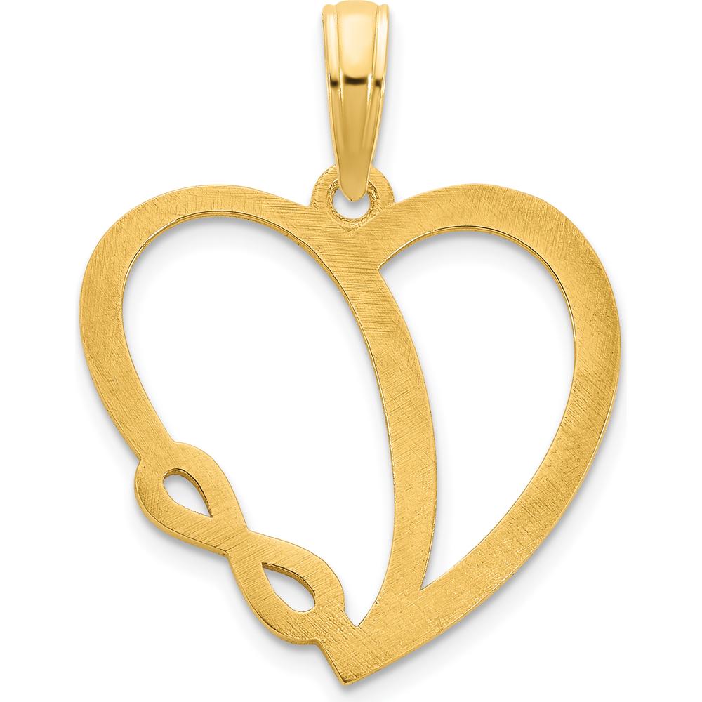 14K Yellow Gold Infinity Heart Pendant Charm - 17.12mm Length, 18.21mm Width by Oro Pregiato