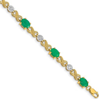 14K Yellow Gold Infinity Link Bracelet with Oval Emeralds and Round Diamonds - 0.75 Carats Emerald & 0.035 Carats Diamond Total Weight by Monteluci Fine Jewelry