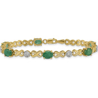 14K Yellow Gold Infinity Link Bracelet with Oval Emeralds and Round Diamonds - 0.75 Carats Emerald & 0.035 Carats Diamond Total Weight by Monteluci Fine Jewelry