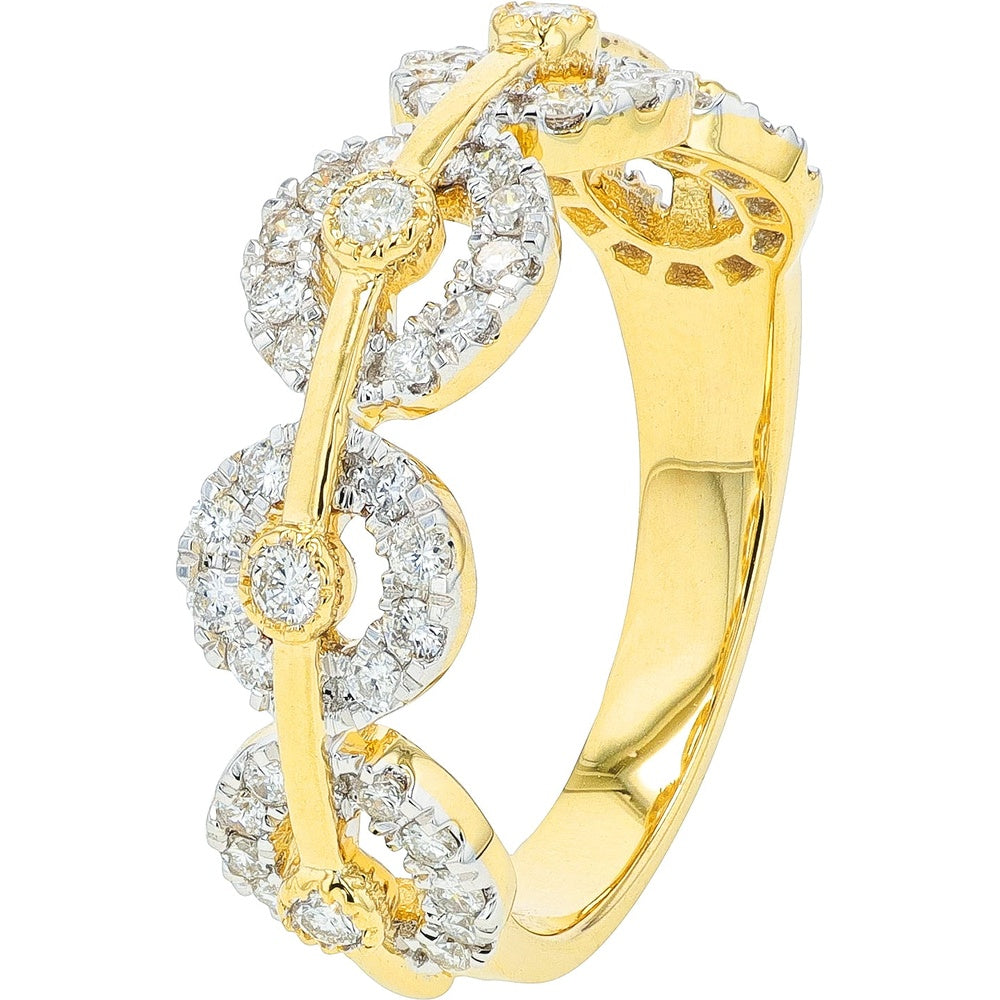 14K Yellow Gold Infinity Ring with Prong-Set Round Diamonds and Milgrain Detail - 0.50 Carat Total Diamond Weight