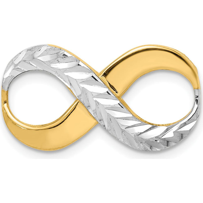 14K Yellow Gold Infinity Slide Pendant with Rhodium Diamond-Cut Textur ...