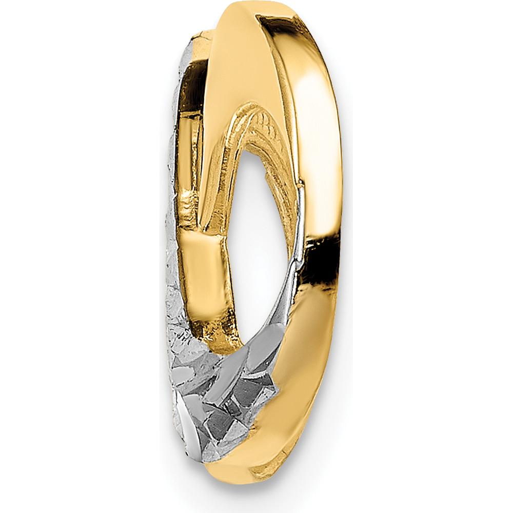 14K Yellow Gold Infinity Slide Pendant with Rhodium Diamond-Cut Texture for Omega Chain - 22mm Length by 0