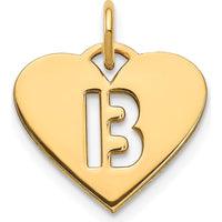 14K Yellow Gold Initial B Heart Pendant Charm - Polished Finish by Oro Pregiato