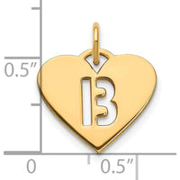 14K Yellow Gold Initial B Heart Pendant Charm - Polished Finish by Oro Pregiato