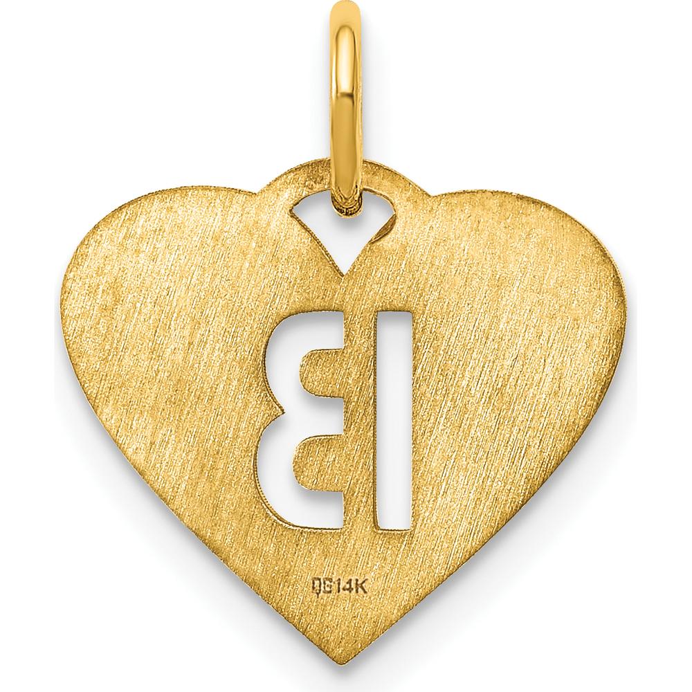 14K Yellow Gold Initial B Heart Pendant Charm - Polished Finish by Oro Pregiato