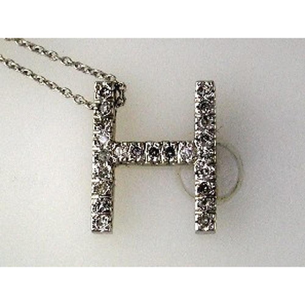 14K Yellow Gold Initial H Pendant with Round Diamonds - 0.25 Carat Total Diamond Weight - Royal Jewelry