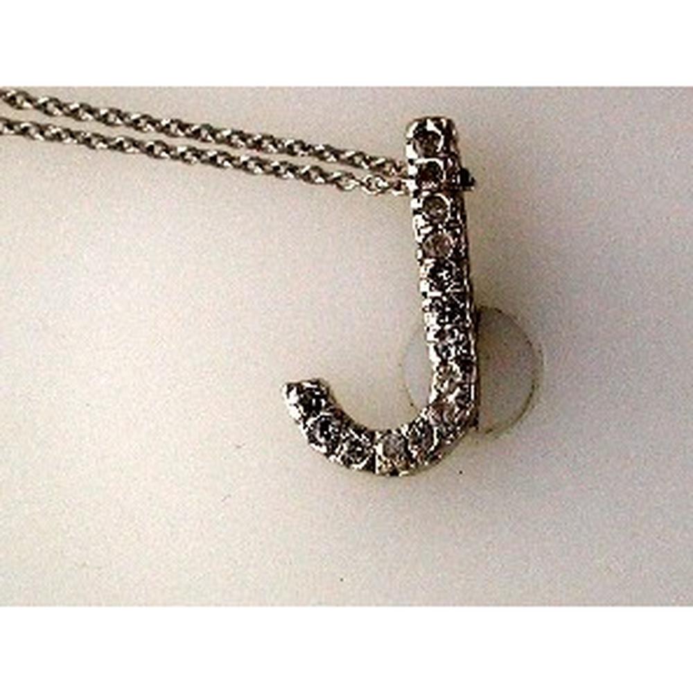 14K Yellow Gold Initial "J" Pendant with Pave Set Round Diamonds – 0.16 Carat Total Diamond Weight - Royal Jewelry