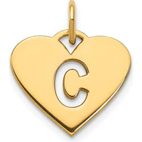 14K Yellow Gold Initial Letter C Charm - Medium Size Polished Pendant by Oro Pregiato