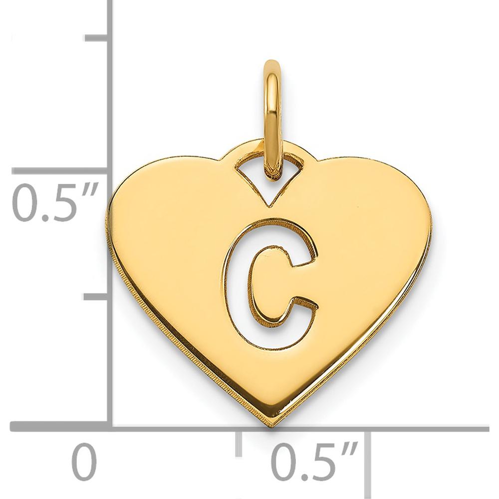 14K Yellow Gold Initial Letter C Charm - Medium Size Polished Pendant by Oro Pregiato