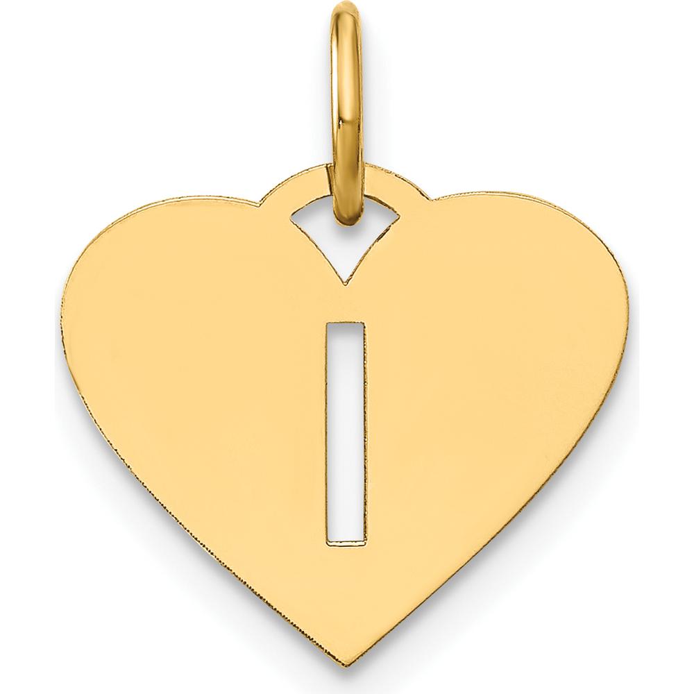 14K Yellow Gold Initial Letter "I" Charm Pendant - Polished Laser-Cut Design by Oro Pregiato