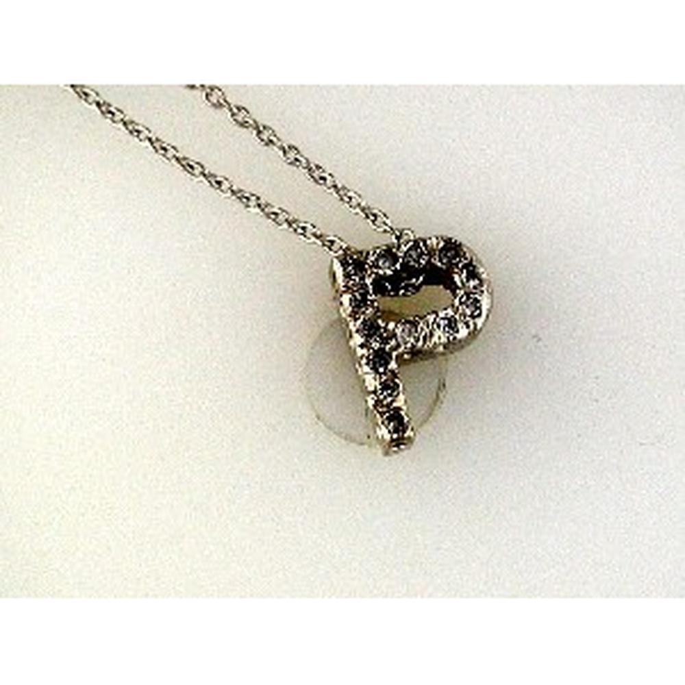 14K Yellow Gold Initial P Pendant Necklace with Round Diamonds - 0.11 Carat Total Diamond Weight - Royal Jewelry
