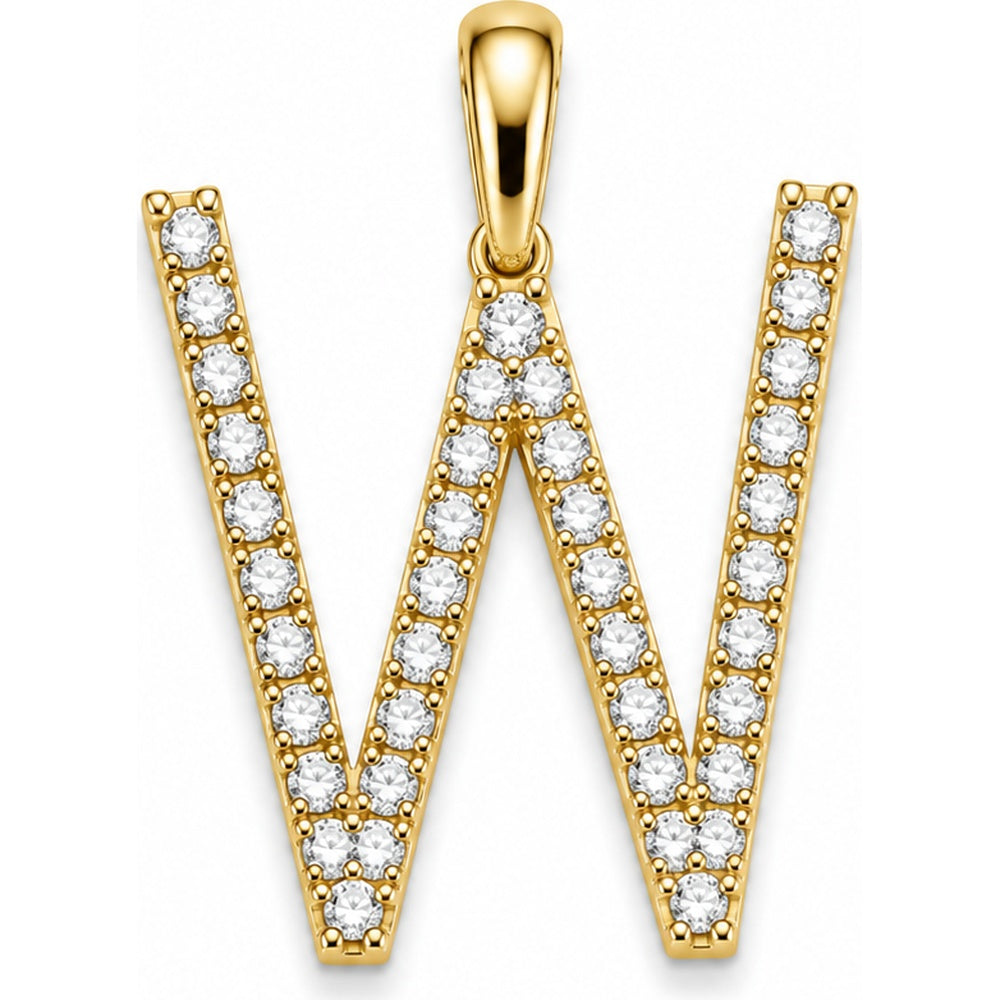 14K Yellow Gold Initial Pendant with Prong-Set Round Diamonds - 0.16 Carat Total Diamond Weight by Auriventus