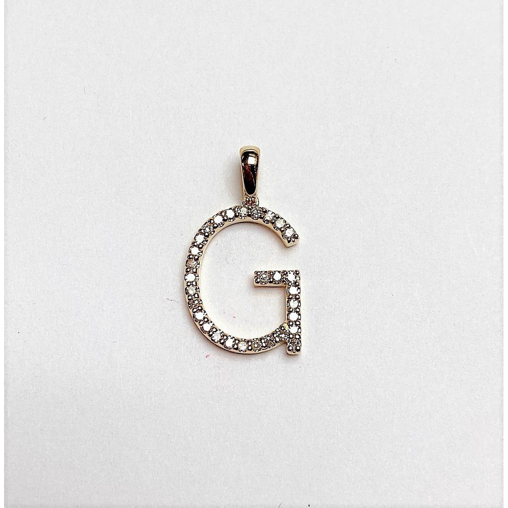 14K Yellow Gold Initial Pendant with Round Brilliant Cut Diamonds - 0.14 Carat Total Diamond Weight by Auriventus