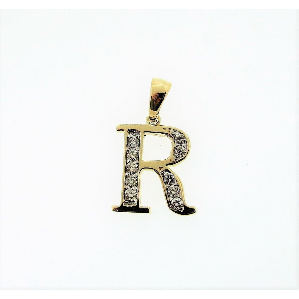 14K Yellow Gold Initial Pendant with Round Brilliant Diamonds - 0.19 Carat Total Diamond Weight by Auriventus