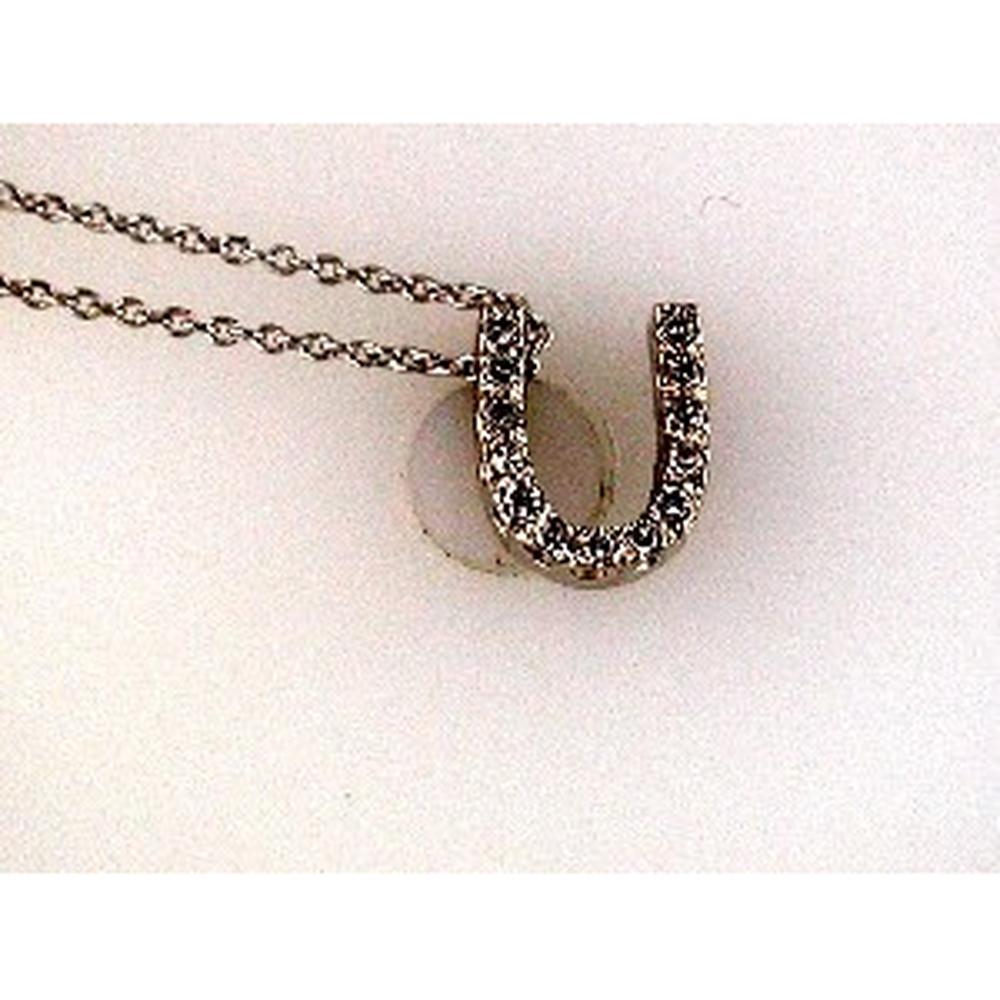 14K Yellow Gold Initial "U" Pendant Necklace with Round Brilliant Cut Diamonds - 0.11 Carat Total Diamond Weight - Royal Jewelry