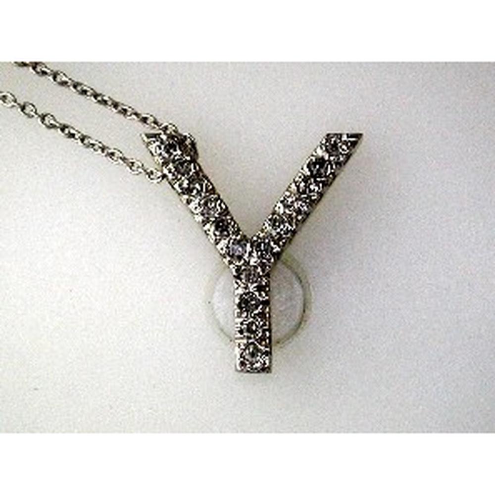 14K Yellow Gold Initial Y Pendant with Round Brilliant Diamonds - 0.18 Total Carat Weight - Royal Jewelry