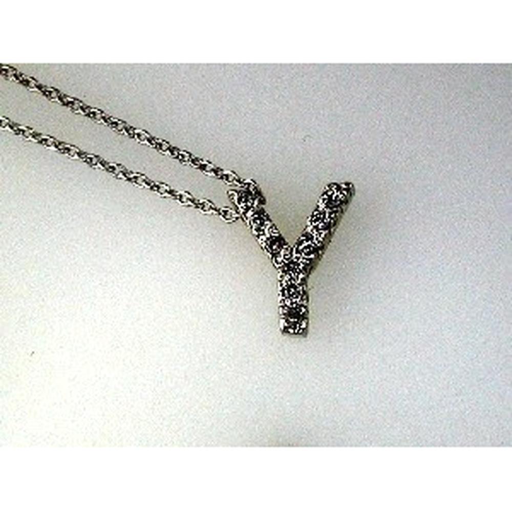 14K Yellow Gold Initial Y Pendant with Round Diamonds - 0.08 Carat Total Diamond Weight - Royal Jewelry