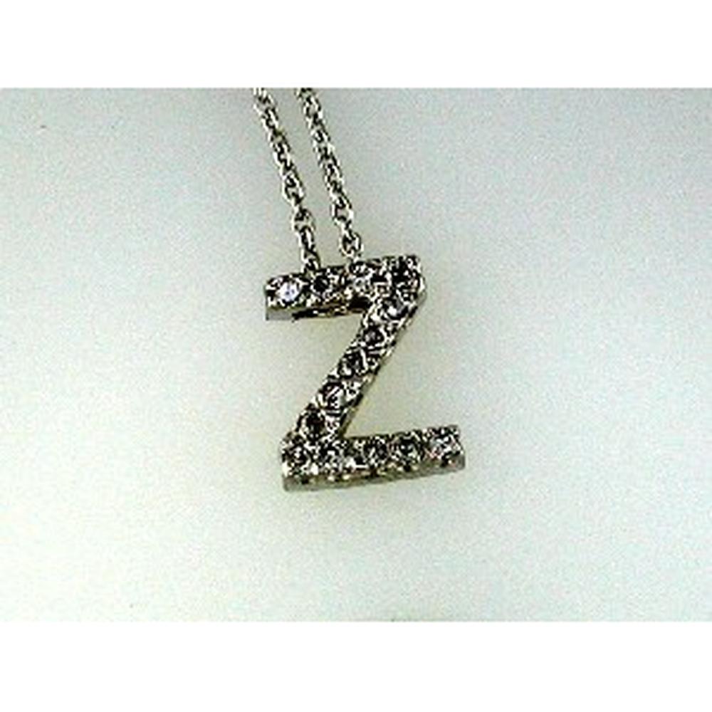 14K Yellow Gold Initial Z Pendant with Pavé Set Round Diamonds - 0.12 Carat Total Diamond Weight - Royal Jewelry