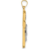 14K Yellow Gold INRI Crucifix Cross Pendant with Polished and Textured Finish by Oro Pregiato
