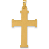 14K Yellow Gold INRI Crucifix Cross Pendant with Polished and Textured Finish by Oro Pregiato