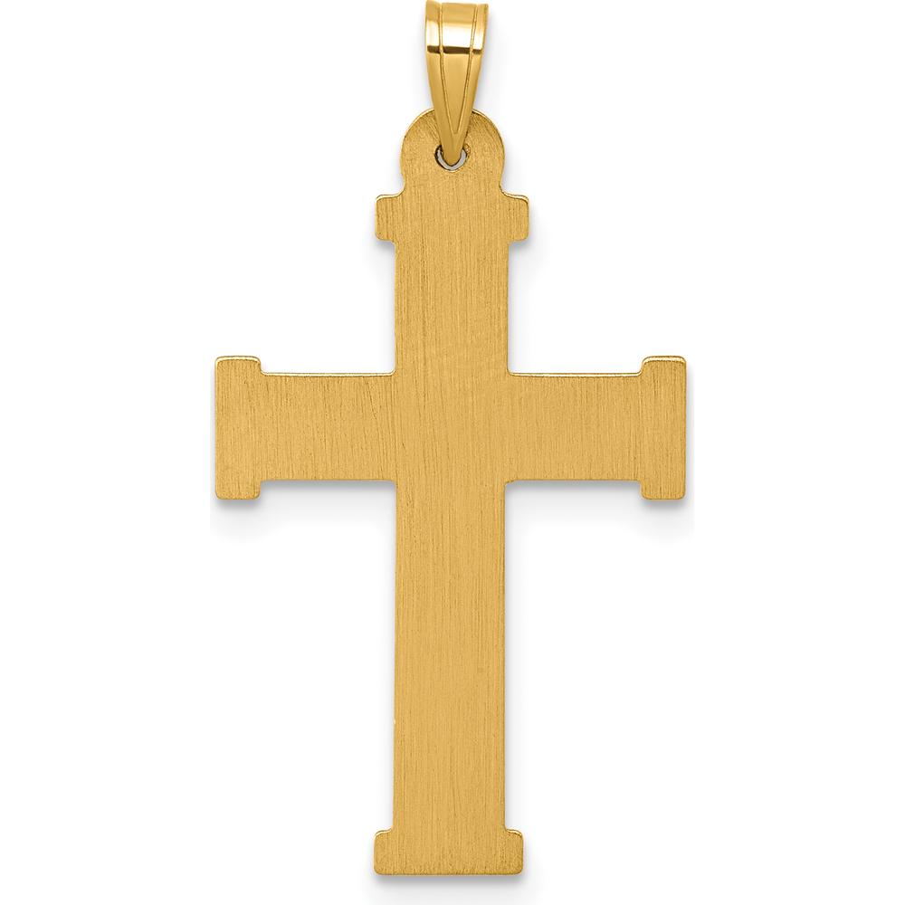 14K Yellow Gold INRI Crucifix Cross Pendant with Polished and Textured Finish by Oro Pregiato