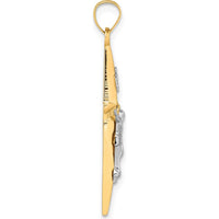 14K Yellow Gold INRI Crucifix Cross Pendant with White Rhodium Accents - 31.2mm Length by Oro Pregiato