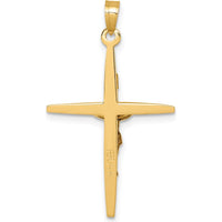 14K Yellow Gold INRI Crucifix Cross Pendant with White Rhodium Accents - 31.2mm Length by Oro Pregiato