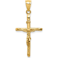 14K Yellow Gold INRI Crucifix Pendant with Polished Finish - 33mm Total Length by Oro Pregiato