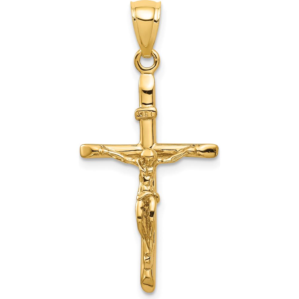 14K Yellow Gold INRI Crucifix Pendant with Polished Finish - 33mm Total Length by Oro Pregiato