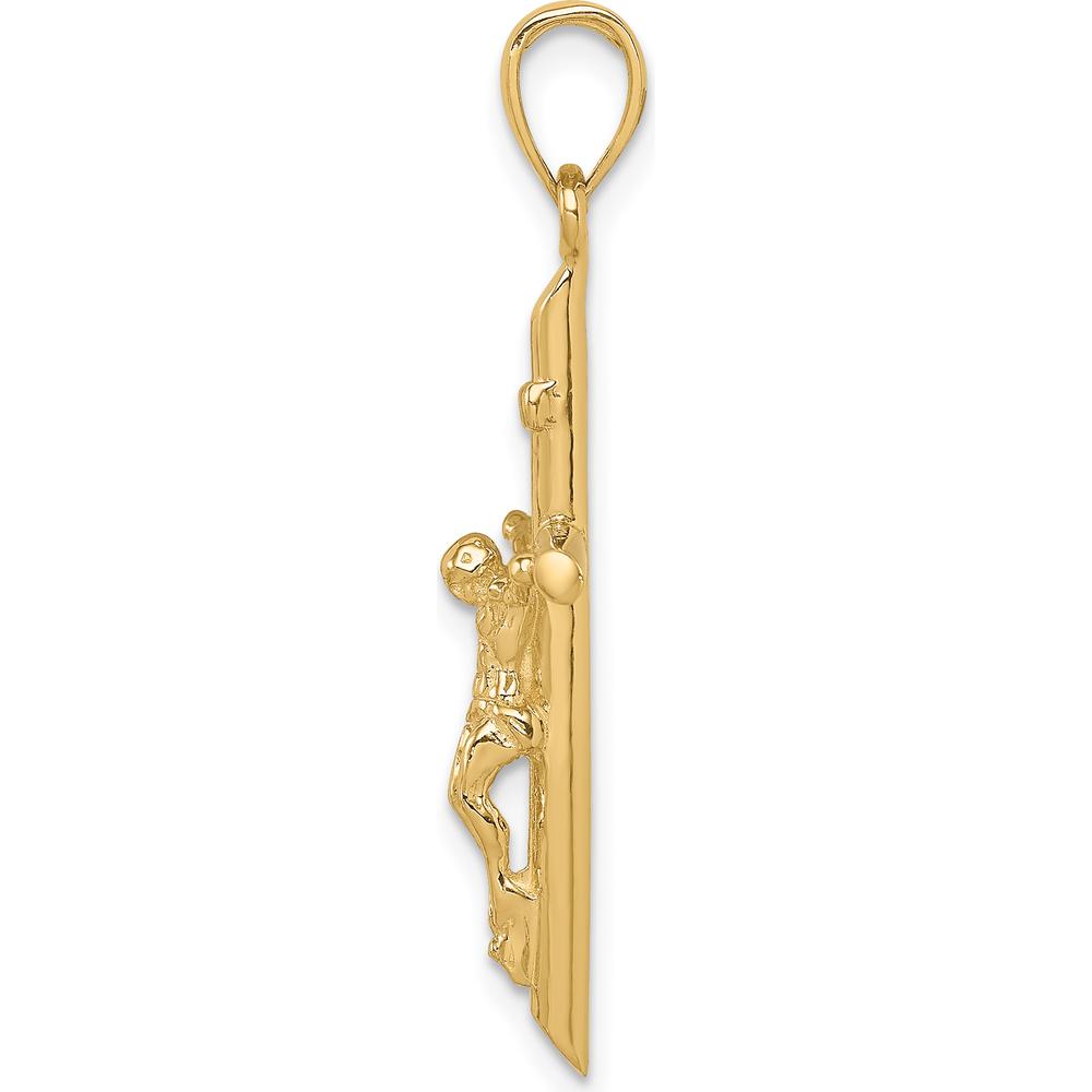 14K Yellow Gold INRI Crucifix Pendant with Polished Finish - 33mm Total Length by Oro Pregiato
