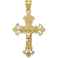 14K Yellow Gold INRI Fleur De Lis Crucifix Pendant 39mm by Oro Pregiato