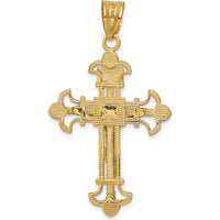 14K Yellow Gold INRI Fleur De Lis Crucifix Pendant 39mm by Oro Pregiato