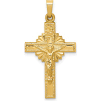14K Yellow Gold INRI Hollow Iona Crucifix Pendant - 33mm Length by Oro Pregiato
