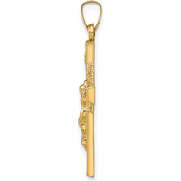 14K Yellow Gold INRI Hollow Iona Crucifix Pendant - 33mm Length by Oro Pregiato