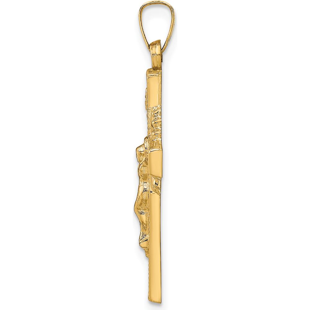 14K Yellow Gold INRI Hollow Iona Crucifix Pendant - 33mm Length by Oro Pregiato