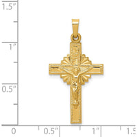 14K Yellow Gold INRI Hollow Iona Crucifix Pendant - 33mm Length by Oro Pregiato