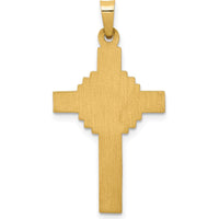 14K Yellow Gold INRI Hollow Iona Crucifix Pendant - 33mm Length by Oro Pregiato