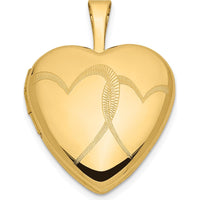 14K Yellow Gold Interlocked Hearts Locket Pendant - Engravable Memory Locket with Polished Finish by Monteluci Fine Jewelry