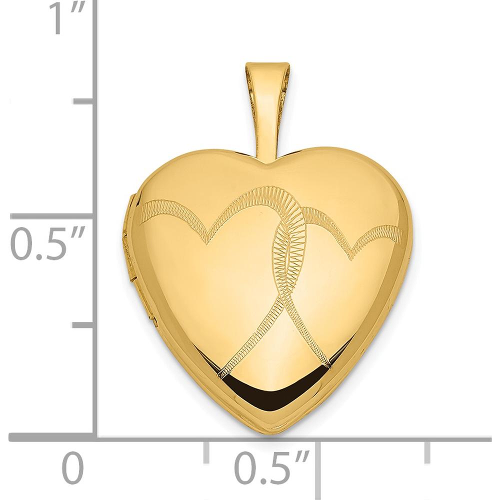 14K Yellow Gold Interlocked Hearts Locket Pendant - Engravable Memory Locket with Polished Finish by Monteluci Fine Jewelry