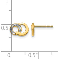 14K Yellow Gold Interlocking Circle Post Earrings with Round Diamonds - 0.005 Carat Total Diamond Weight by Monteluci Fine Jewelry