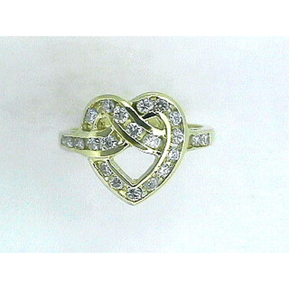 14K Yellow Gold Intertwined Heart Ring with Pave-Set Round Brilliant Diamonds - 0.52 Carat Total Diamond Weight - Royal Jewelry