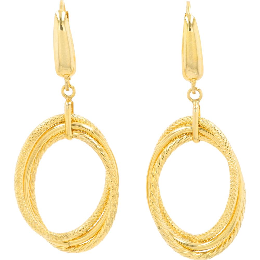 14K Yellow Gold Intertwined Oval Earrings - 2.90 Gram Total Weight