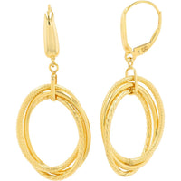 14K Yellow Gold Intertwined Oval Earrings - 2.90 Gram Total Weight