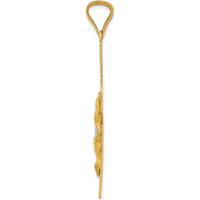 14K Yellow Gold Iona Crucifix Cross Pendant with Rose and White Rhodium Accents - 48mm Length by Oro Pregiato