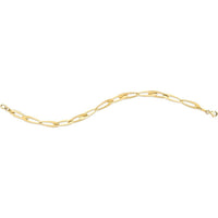 14K Yellow Gold Italian La Goccia Oval Link Chain Bracelet - 7.5" with Adjustable Length by Orozza Fine Jewelry