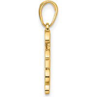 14K Yellow Gold "IT'S A BOY" Heart Pendant with Diamond-Cut Texture and Rhodium Accent by Oro Pregiato