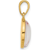 14K Yellow Gold "It's A Girl" Baby Feet Pendant with Pink Enamel Inlay by Oro Pregiato
