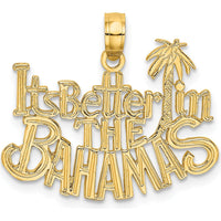 14K Yellow Gold "It's Better in the Bahamas" Textured Charm with Palm Tree Detail by Oro Pregiato