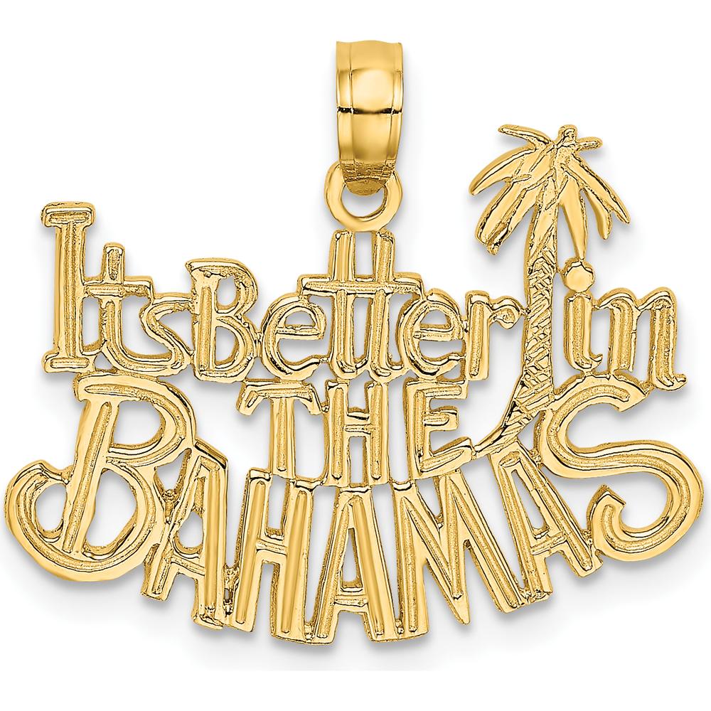 14K Yellow Gold "It's Better in the Bahamas" Textured Charm with Palm Tree Detail by Oro Pregiato