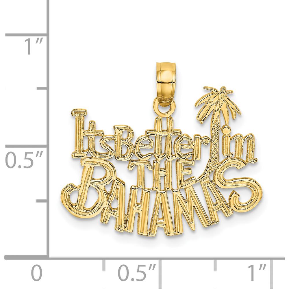 14K Yellow Gold "It's Better in the Bahamas" Textured Charm with Palm Tree Detail by Oro Pregiato